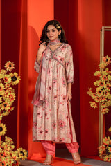 Pink Flower Rush Kurta Set