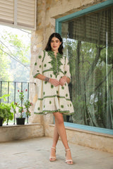 Green Majesty: Cotton Short Dress