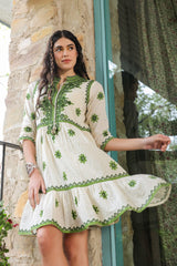 Green Majesty: Cotton Short Dress