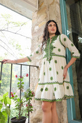 Green Majesty: Cotton Short Dress