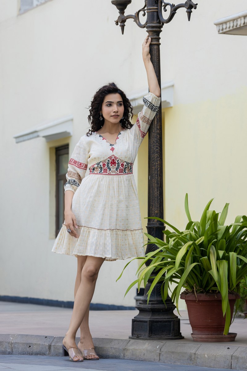 Pure Cotton Charm: White Short Dress