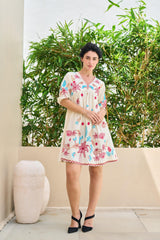 ELEGANT OFF-WHITE EMBROIDERED SHORT DRESS