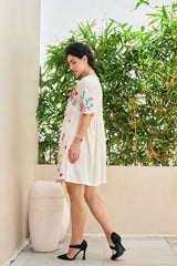 ELEGANT OFF-WHITE EMBROIDERED SHORT DRESS