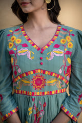 Loomed Splendor: Cotton Embroidery Short Dress