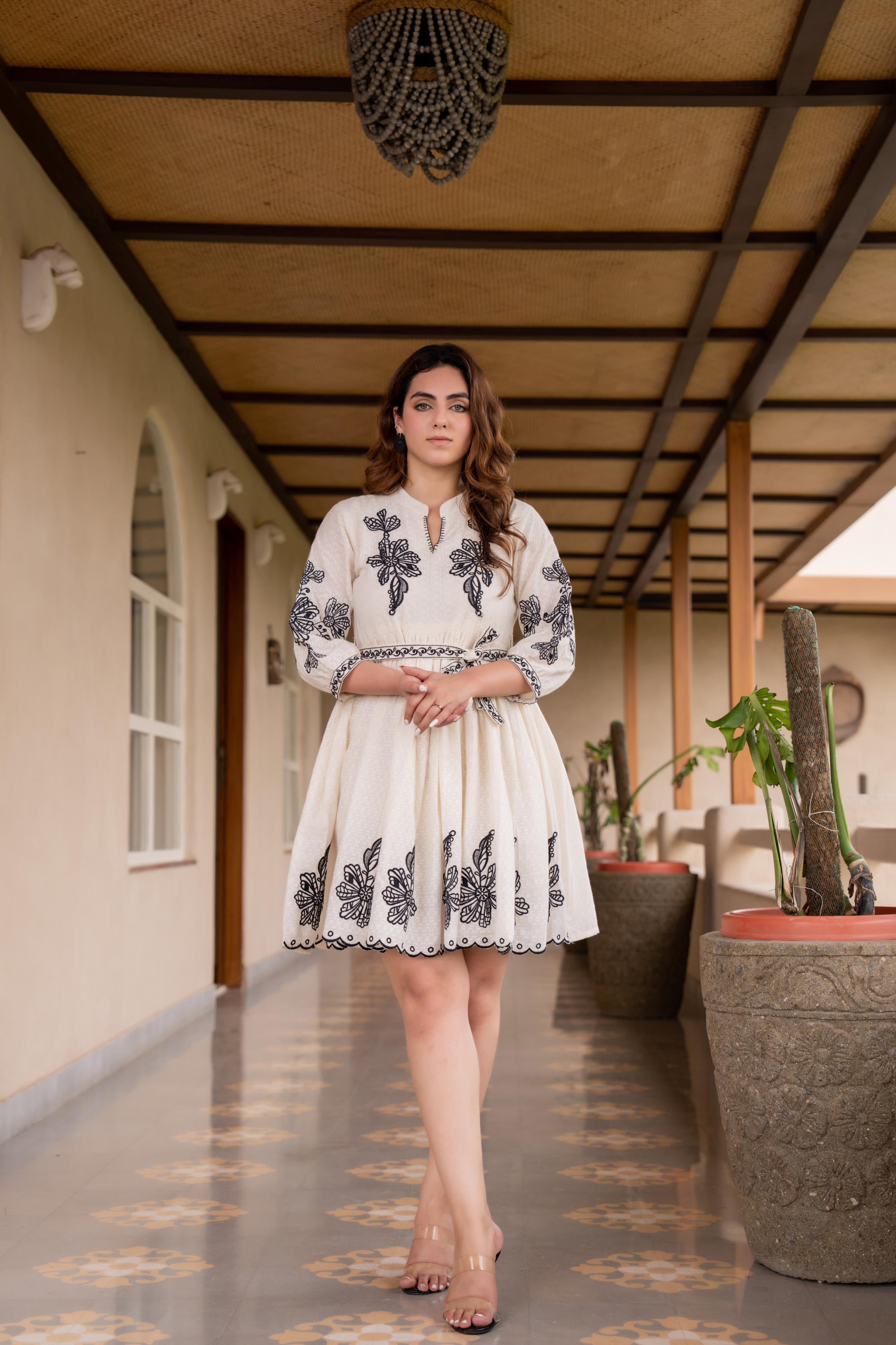 BOHEMIAN EMBROIDERED SHORT DRESS