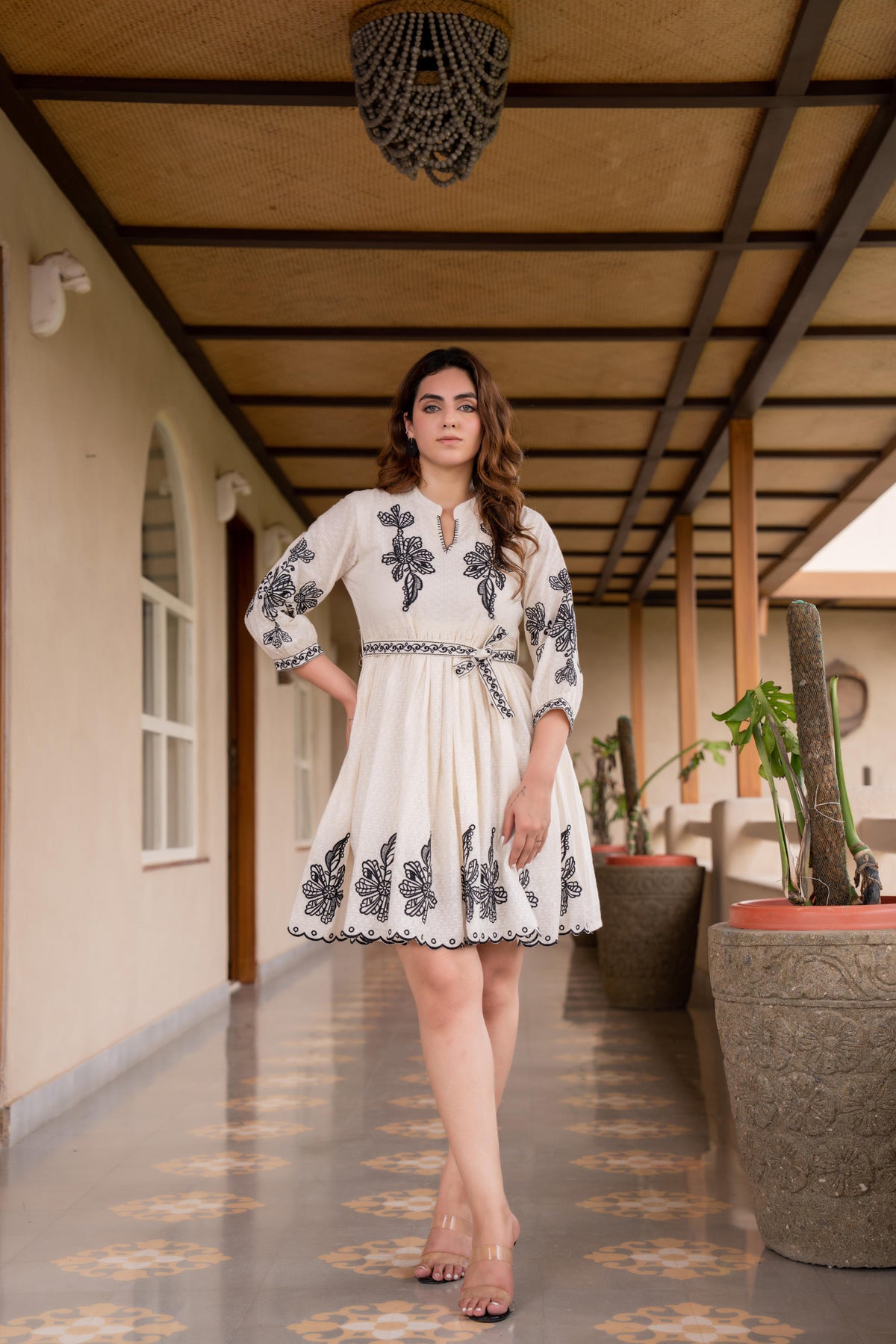 BOHEMIAN EMBROIDERED SHORT DRESS