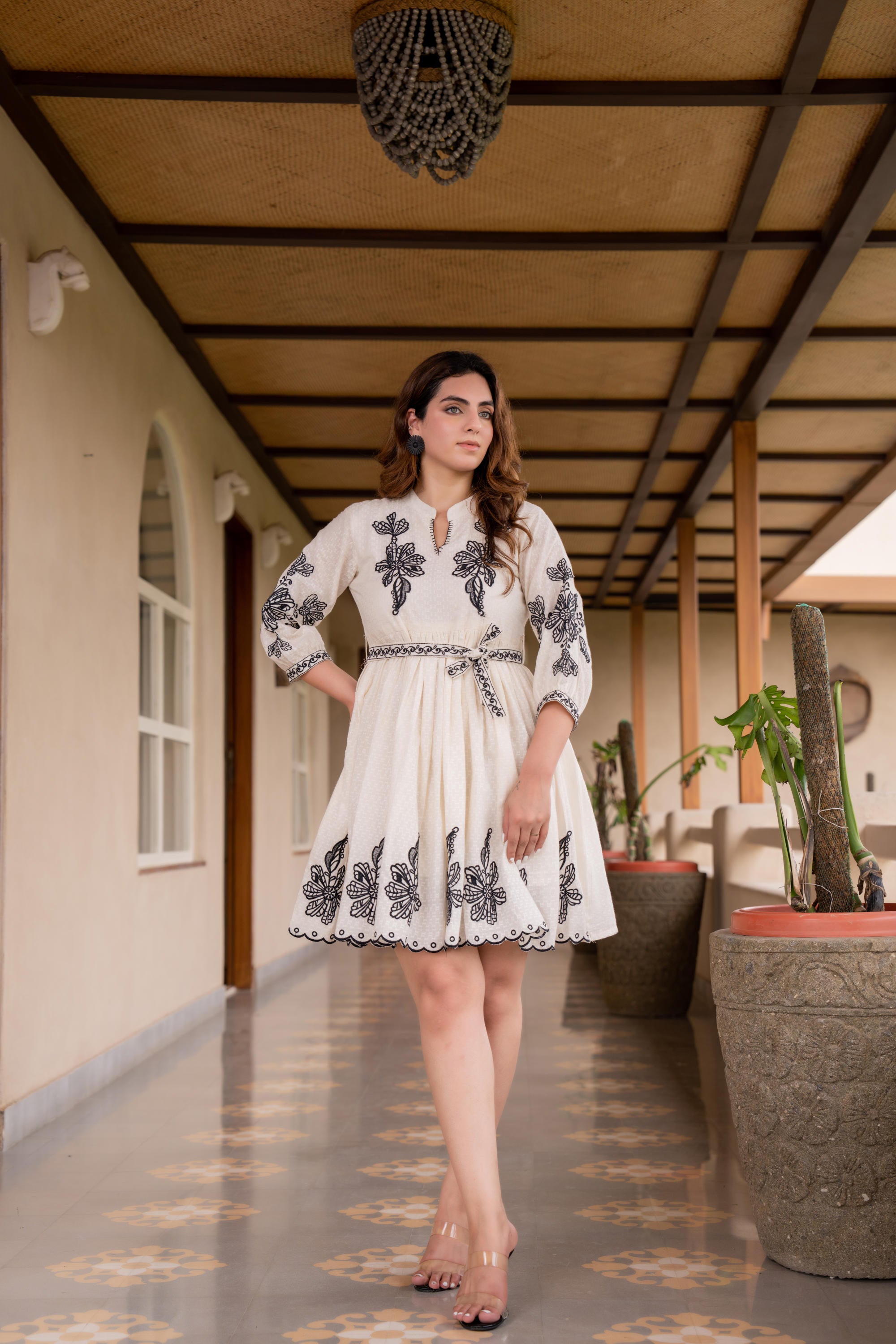 BOHEMIAN EMBROIDERED SHORT DRESS