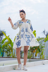 WOMEN'S COTTON EMBROIDERED BEAUTIFUL SHORT DRESS