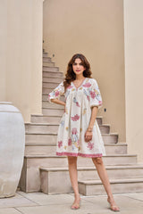 WOMEN'S WHISPERING PETALS: FLORAL EMBROIDERED SHORT