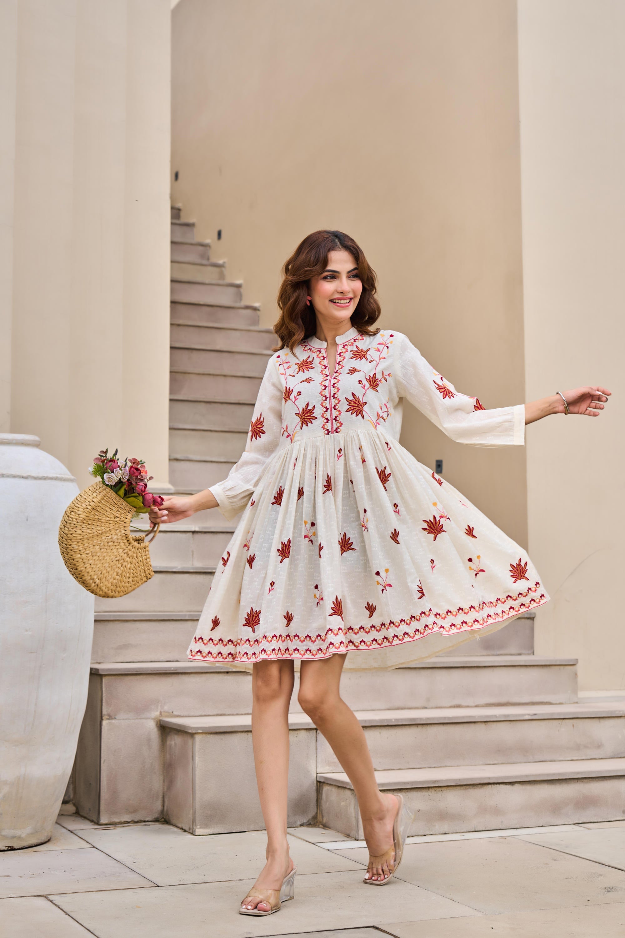 WOMEN'S WHISPERING PETALS: FLORAL EMBROIDERED SHORT