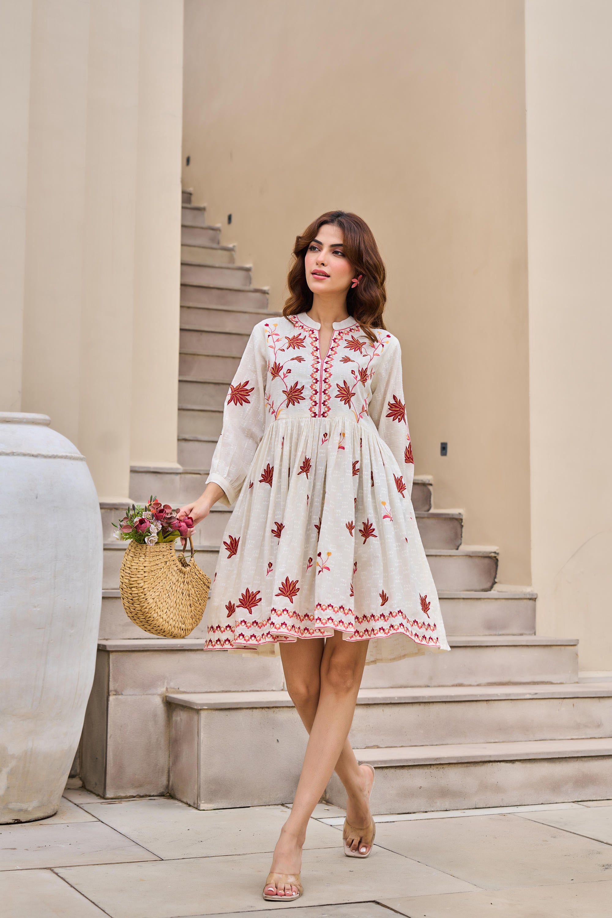 WOMEN'S WHISPERING PETALS: FLORAL EMBROIDERED SHORT