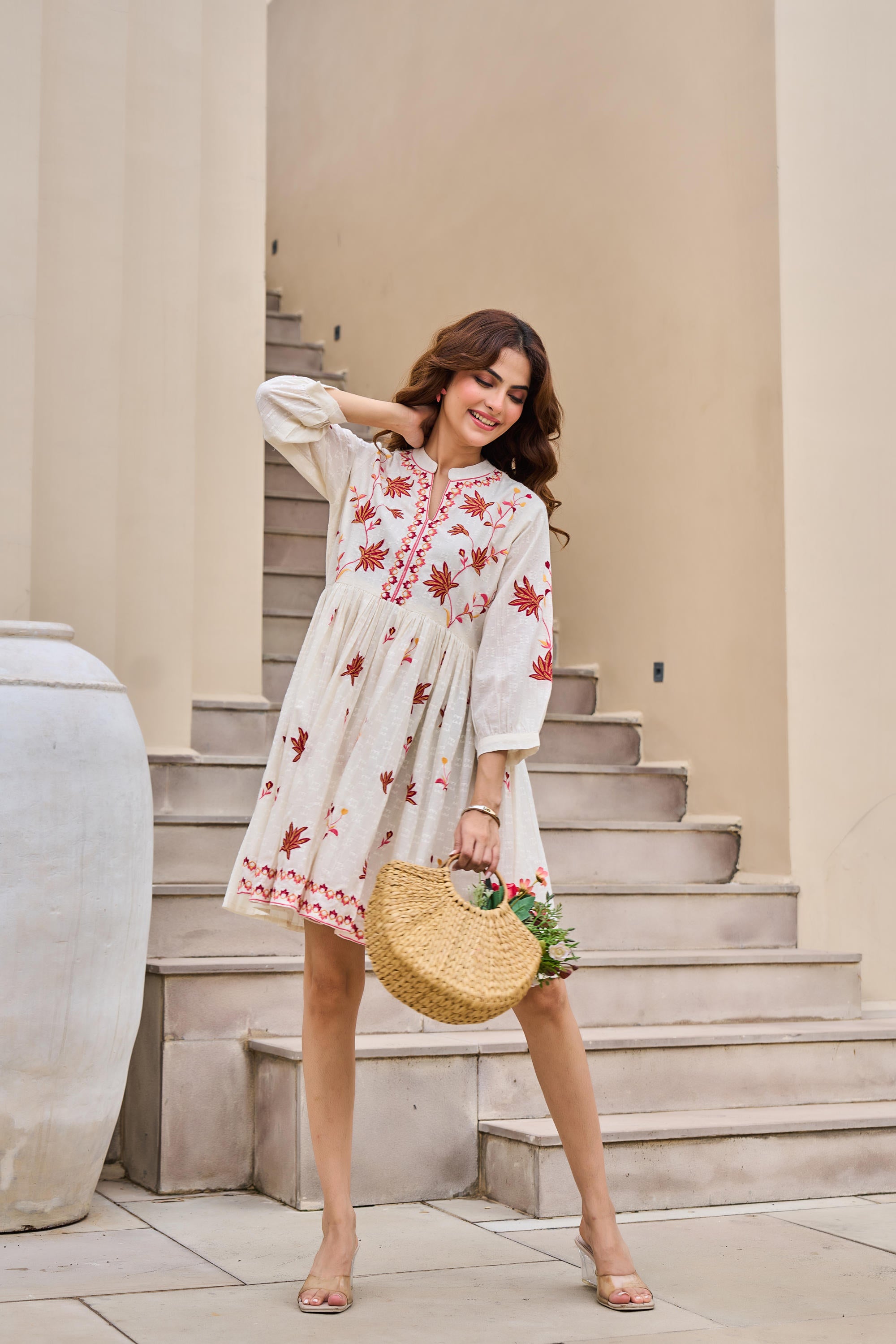 WOMEN'S WHISPERING PETALS: FLORAL EMBROIDERED SHORT